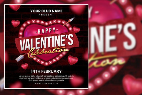 Valentine's Day Celebration Square Flyer for Your Event